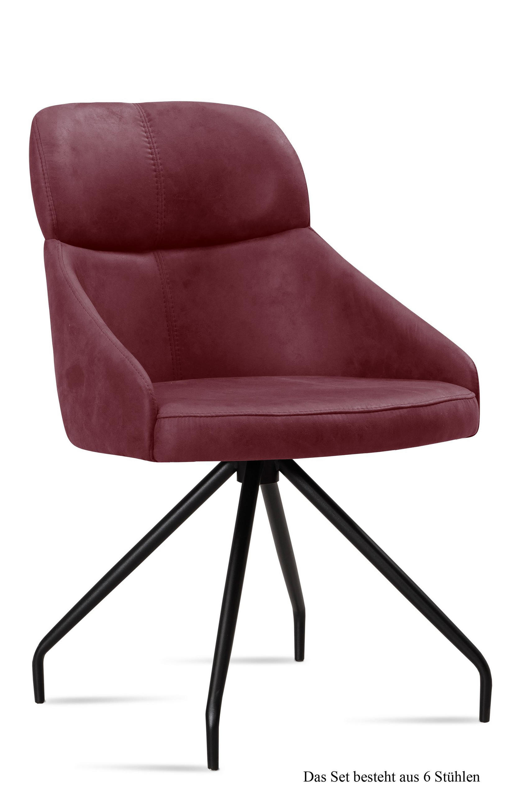 ESSZIMMERSTUHL (6er-Set) Dionne 52x82x63 Schwarz/Marsala - Brombeere/Schwarz, Kunststoff (63/82/52cm) - 58aufmkessel