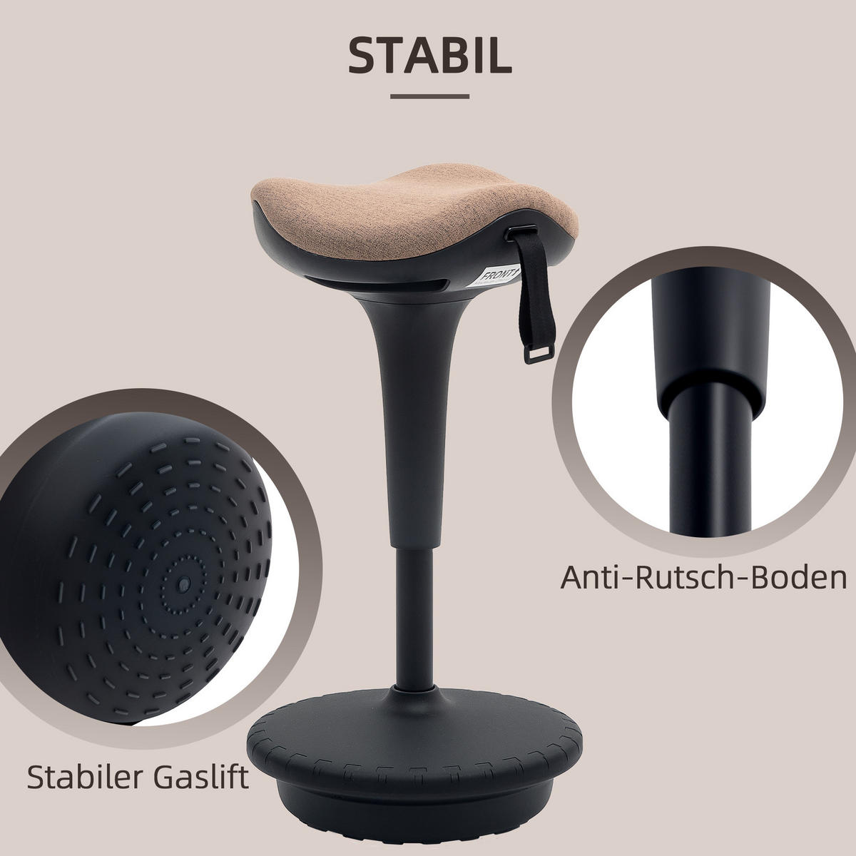 BÜROHOCKER mit Schwenkfunktion, ergonomischer Arbeitshocker, Braun - Braun, Textil (34/83.5/34cm) - HOMCOM