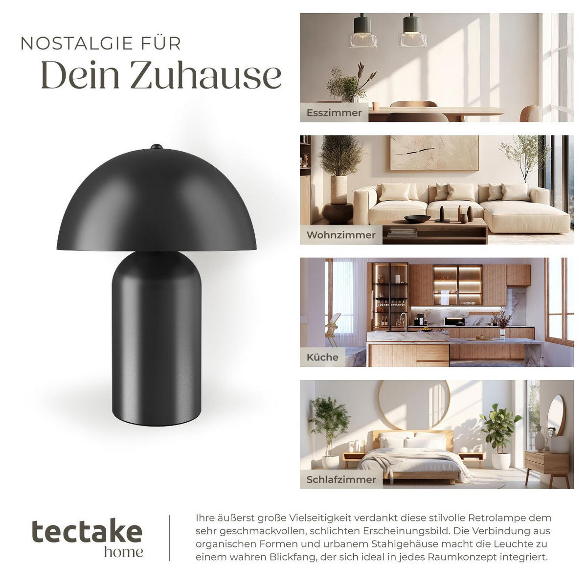 AKKU-TISCHLAMPE Kade,25 x 34 cm,schwarz - Schwarz, Metall (25/25/34cm) - tectake