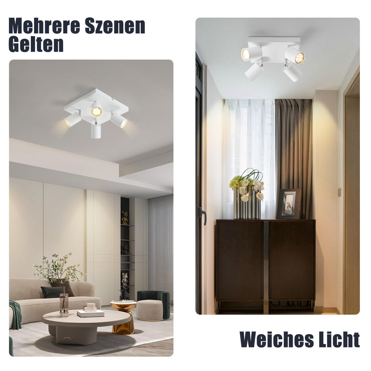 STRAHLER Baunach 4-flammig 25/25/14.4 cm - Weiß, Metall (25/25/14.4cm) - Nettlife