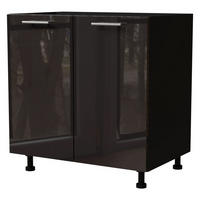 KÜCHENUNTERSCHRANK Essen D11/80 Schwarz Hochglanz / Schwarz Matt 80 / 50 / 82cm - Schwarz Hochglanz/Schwarz, Holz/Holzwerkstoff (80/82/50cm) - Feldmann-Wohnen