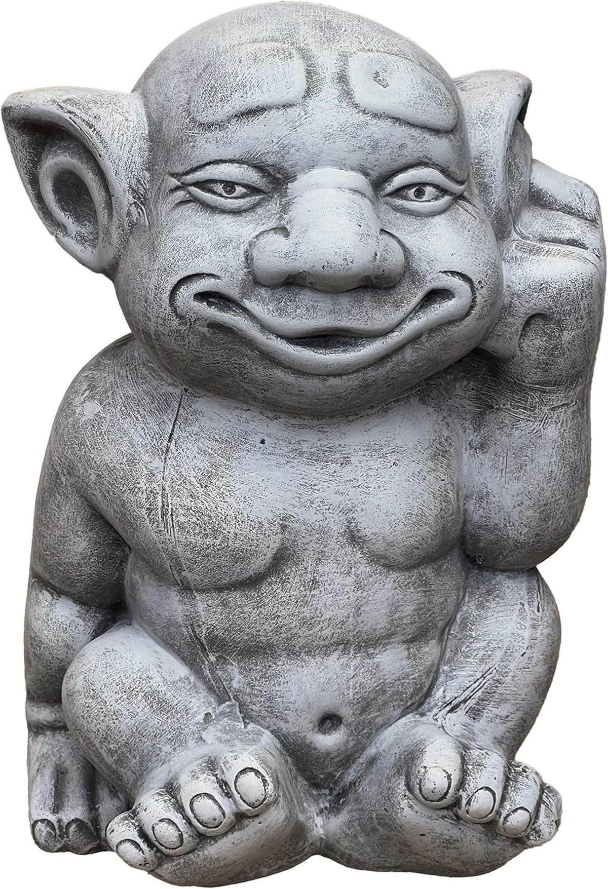 STEINFIGUR Troll Gnom Ohrbohrer Steinguss frostfest - Grau, Stein (16/28/20cm) - stoneandstyle
