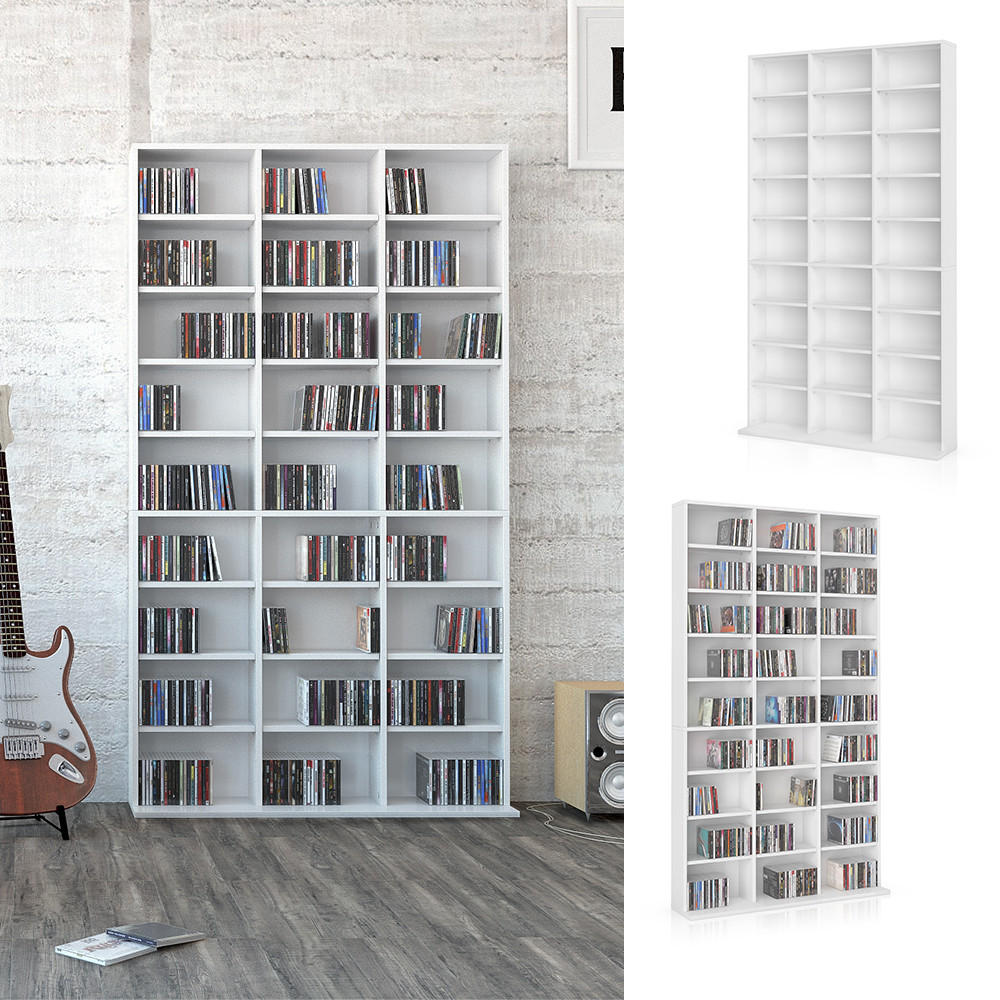 CD-REGAL Jukebox Weiß 102 x 178 cm - Weiß, Holzwerkstoff (102/178/16cm) - Vicco