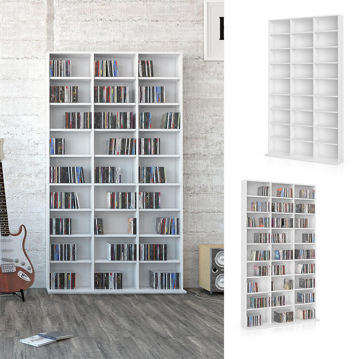 CD-REGAL Jukebox Weiß 102 x 178 cm - Weiß, Holzwerkstoff (102/178/16cm) - Vicco