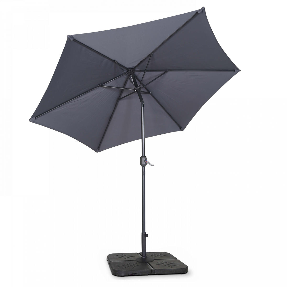 SONNENSCHIRM 3x3m mit 4 Gewichtsplatten, Grau - Grau, Metall (300/300cm) - Oviala