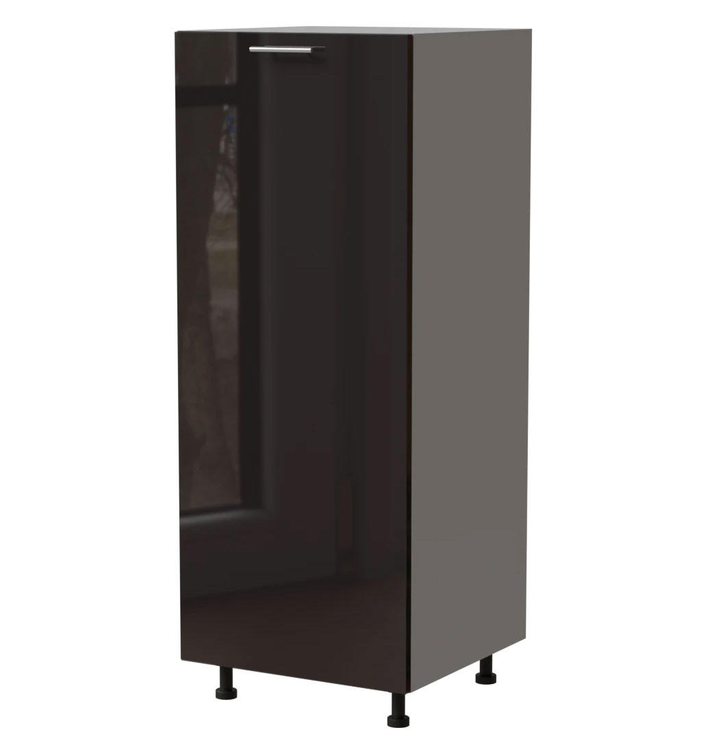 Feldmann-Wohnen Vorratsschrank Schwarz Hochglanz, Grau 60x154x59 cm