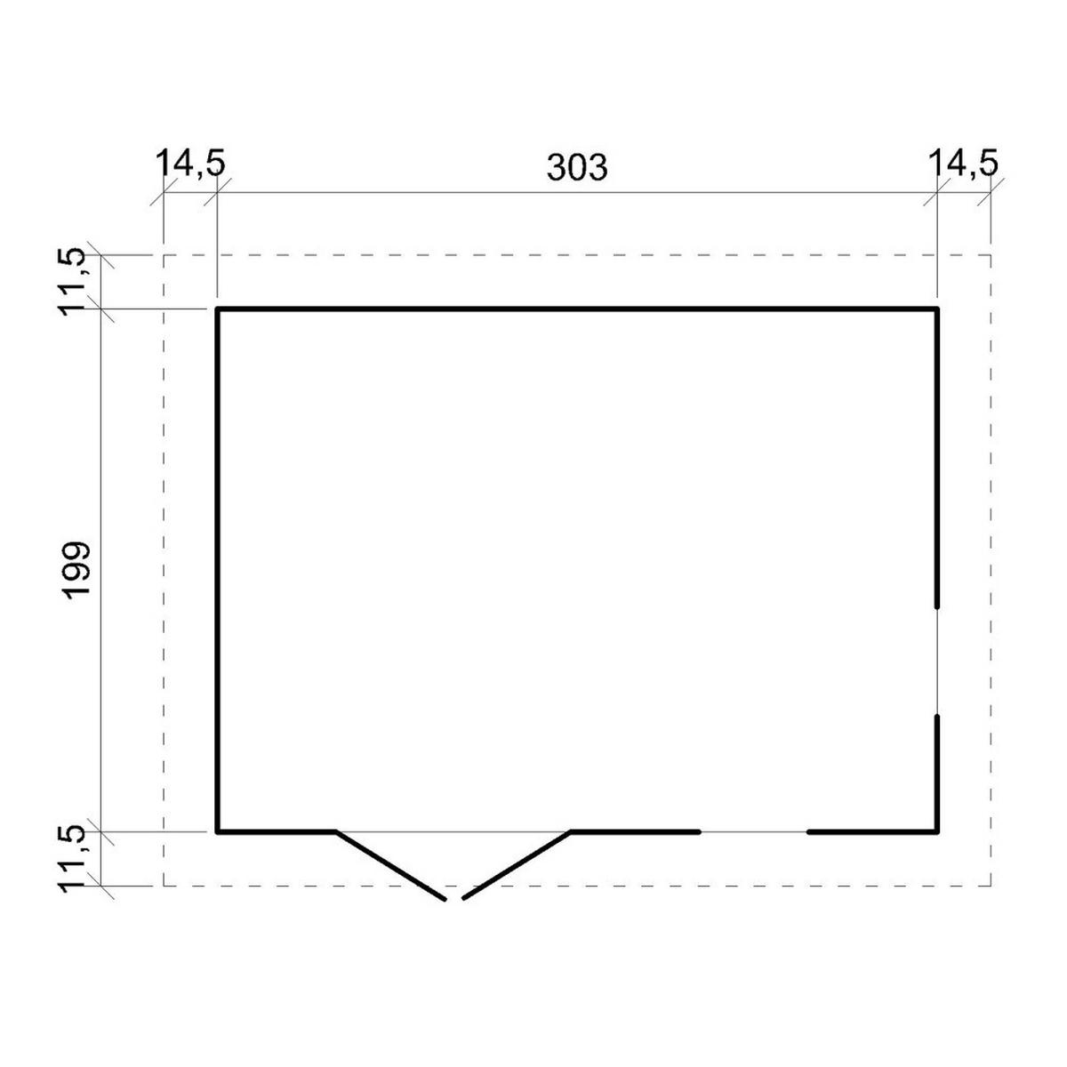 GARTEN HOLZHAUS - B332xT222xH232 cm/6m2 - M334FB - Beige, Holz (332/232/199cm) - Timbela