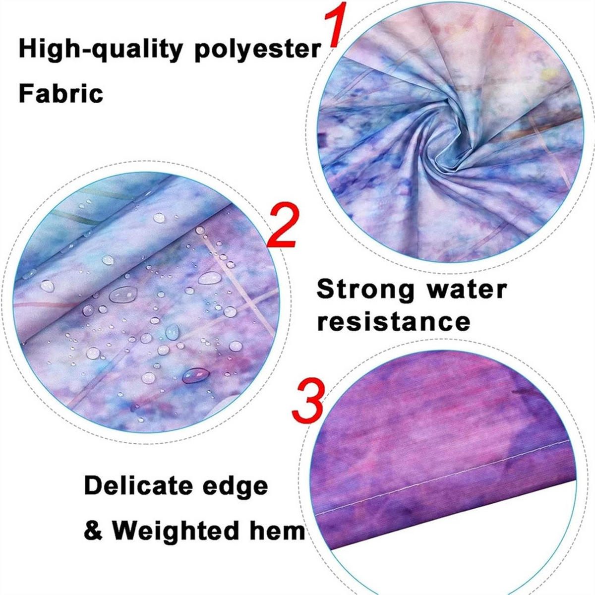DUSCHVORHANG Schnell Trocknend 100/200 cm Polyester Wasserabweisend mit 6 Haken - Multicolor, Kunststoff (100/200cm) - MCBOSON