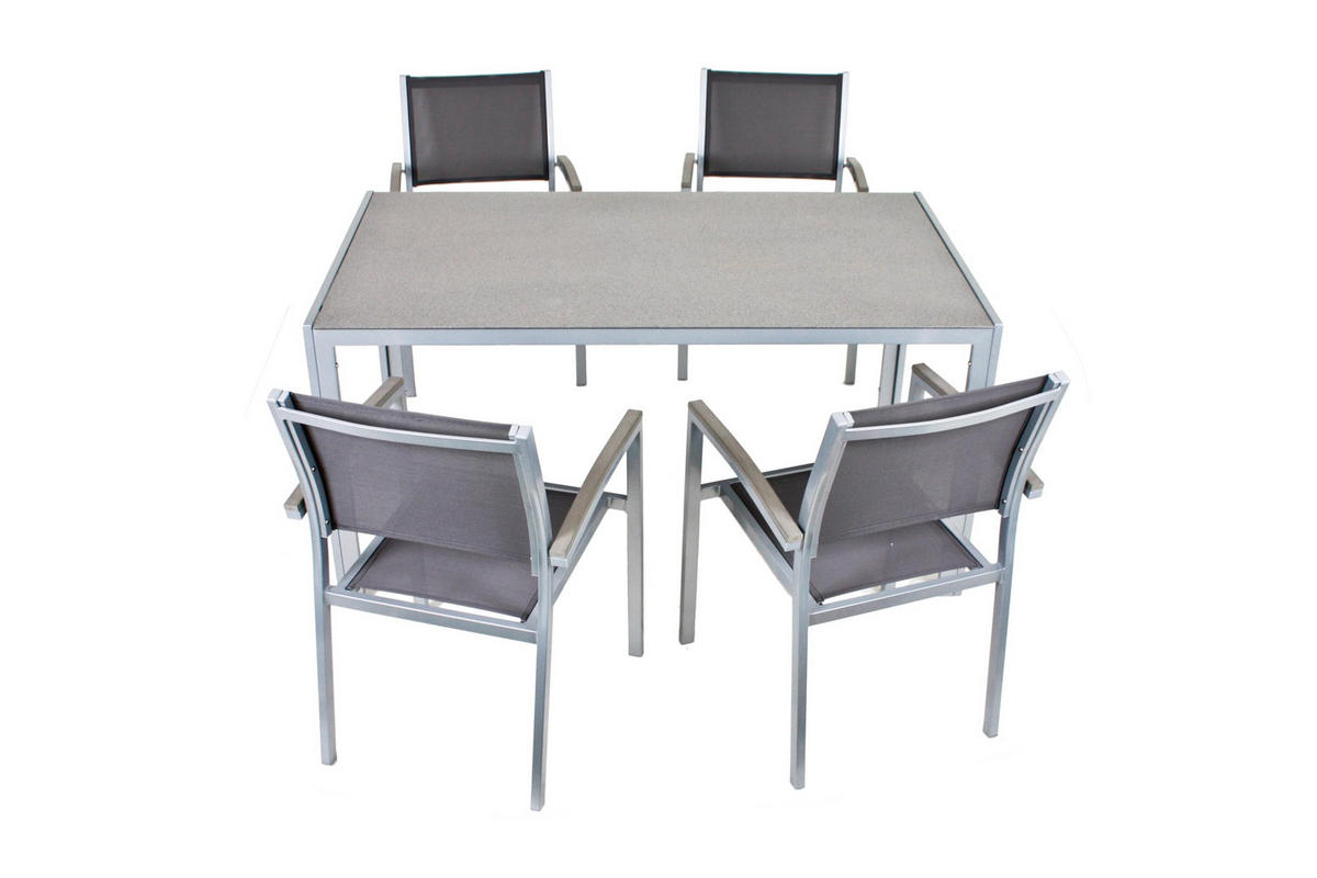 GARTEN-SITZGRUPPE Julia 5-teilig Gartenmöbel-Set - Grau, Kunststoff - DELUKE