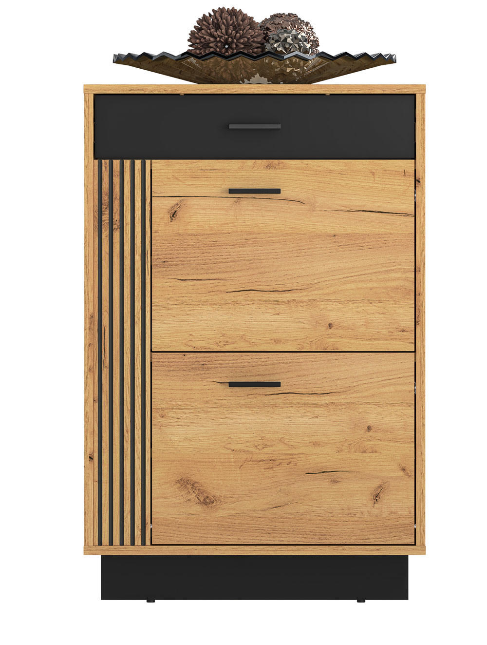 SCHUHSCHRANK Vasco Gold Craft Eiche / Schwarz 60 / 34 / 91cm - Eichefarben/Schwarz, Holz/Holzwerkstoff (60/91/34cm) - Feldmann-Wohnen