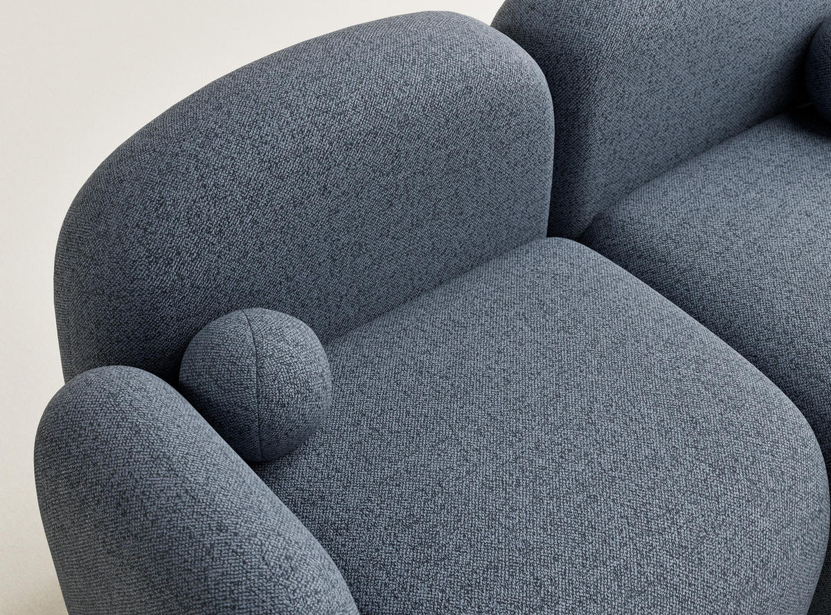ECKSOFA Bahama Blau Grau Webstoff - Blaugrau/Schwarz, Holz/Holzwerkstoff (190/146cm) - Maison de Reve
