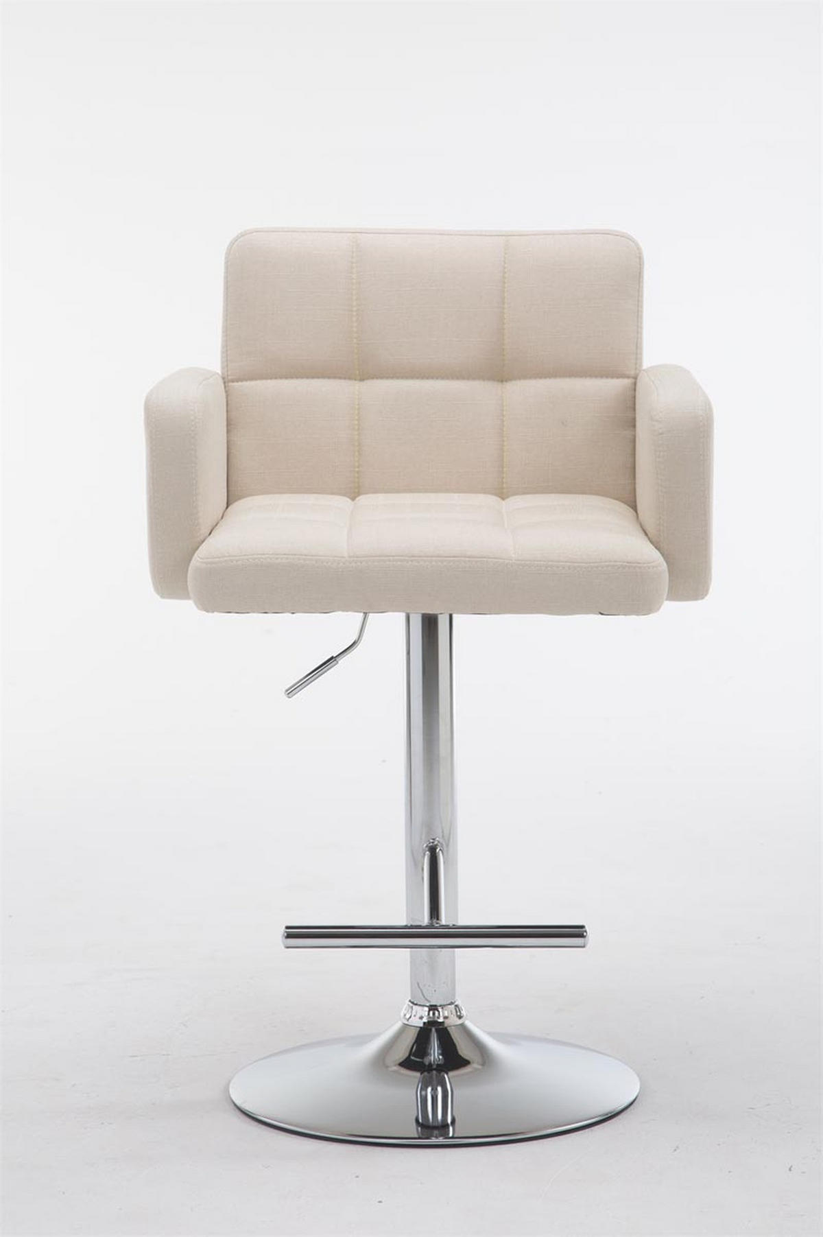 BARHOCKER Lausanne, Gestell Metall in Chromoptik, Stoff Creme - Chromfarben/Creme, Textil/Metall (60/100/56cm) - TPFLiving