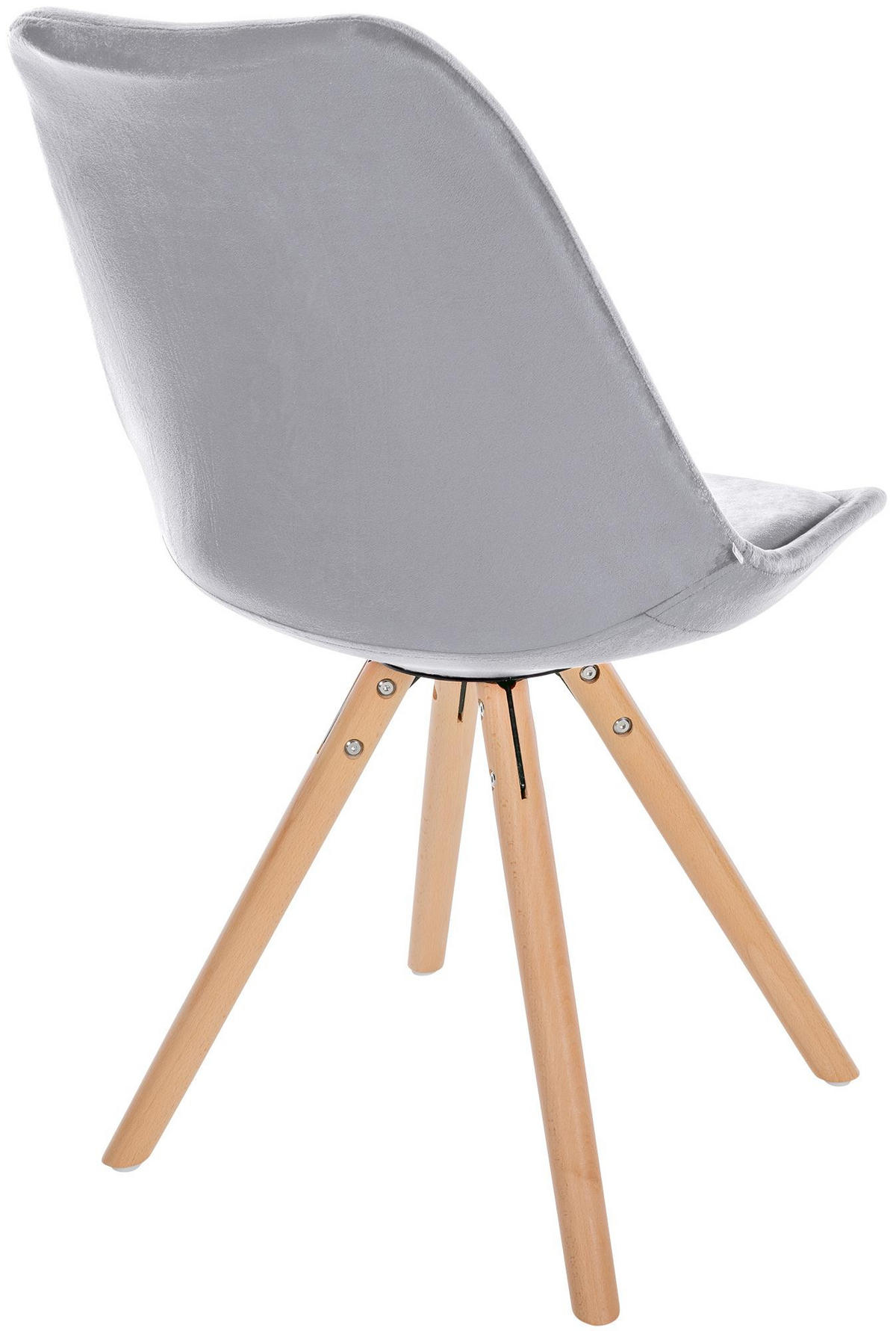 STUHL 4er Set Samt hellgrau - Eukalyptusholzfarben/Hellgrau, Holz/Textil (48/81/54cm) - CLP
