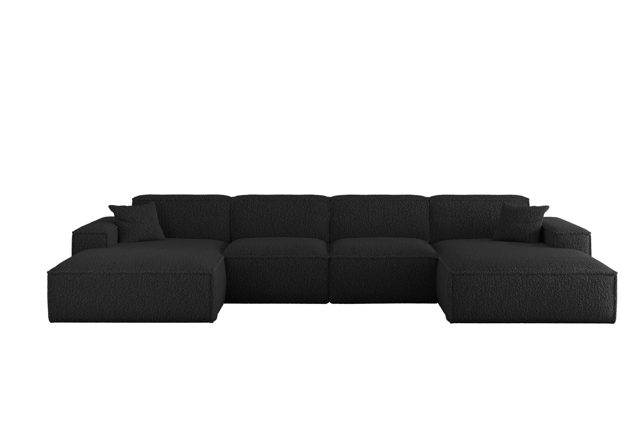 WOHNLANDSCHAFT Celes Premium In Sven - Schwarz, Holzwerkstoff/Textil (378/73/165cm) - Fun Möbel