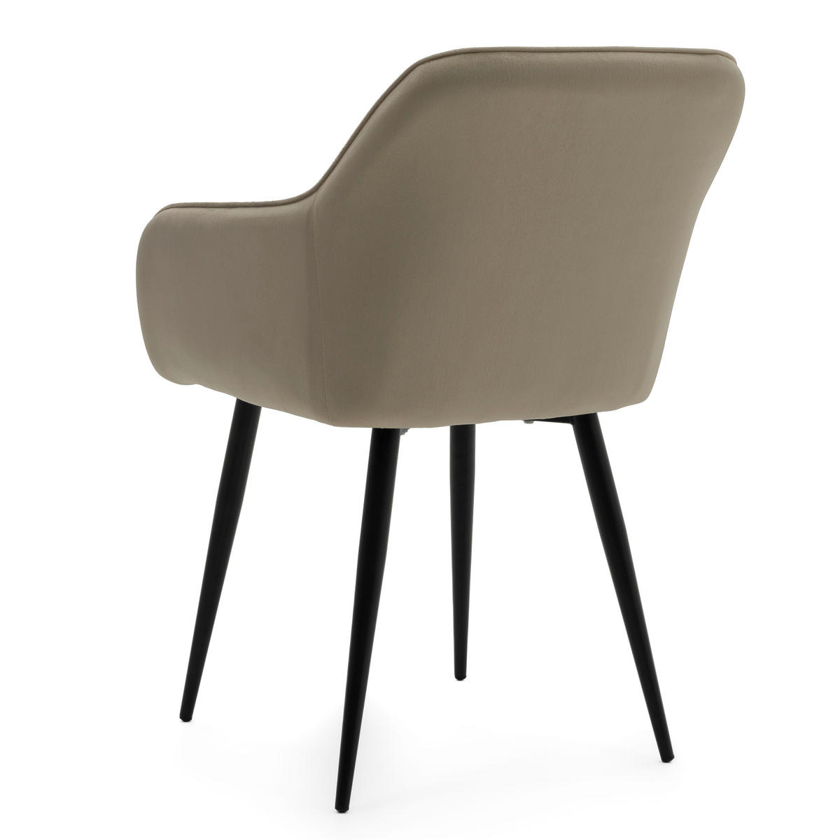 STUHL LAGO gespolsterter mit Steppung - dunkelbeige - Samt Velours - Schwarz/Braun, Textil/Metall (58/85/60cm) - NEW HOME