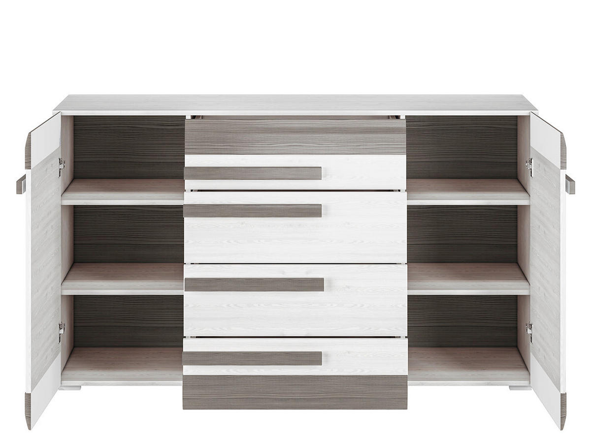 KOMMODE – 138 cm – Blanco – Grau / Kieferfarben - Grau/Kieferfarben, Holzwerkstoff (138/96/42cm) - hi-markt
