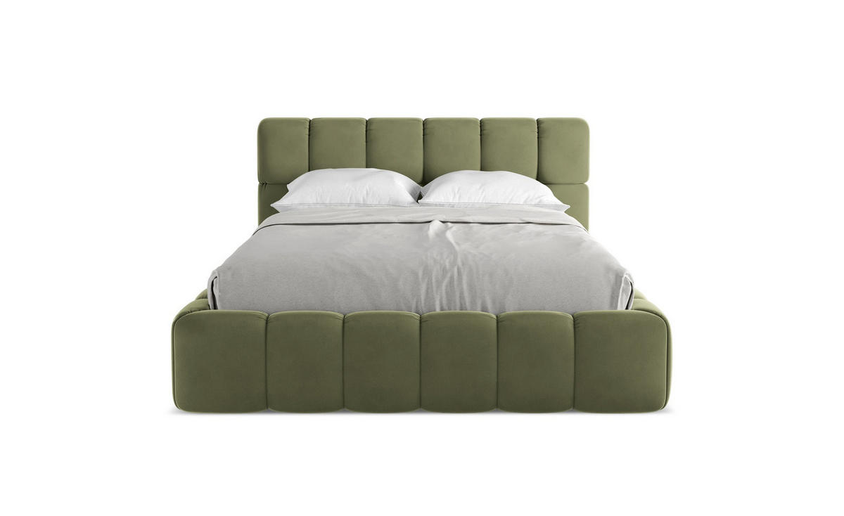 POLSTERBETT mit Bettkasten und Lattenrost 160x228 Grün - Schwarz/Olivgrün, Kunststoff/Textil (140/200cm) - Makamii