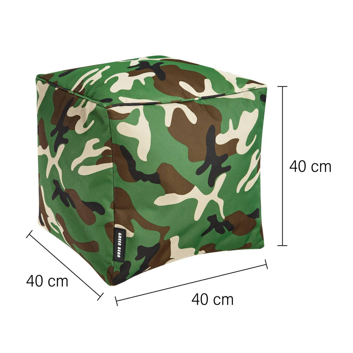 SITZSACK-HOCKER Pouf "Cube" 40x40x40cm - Braun/Grün, Textil (40/40/40cm) - Green Bean