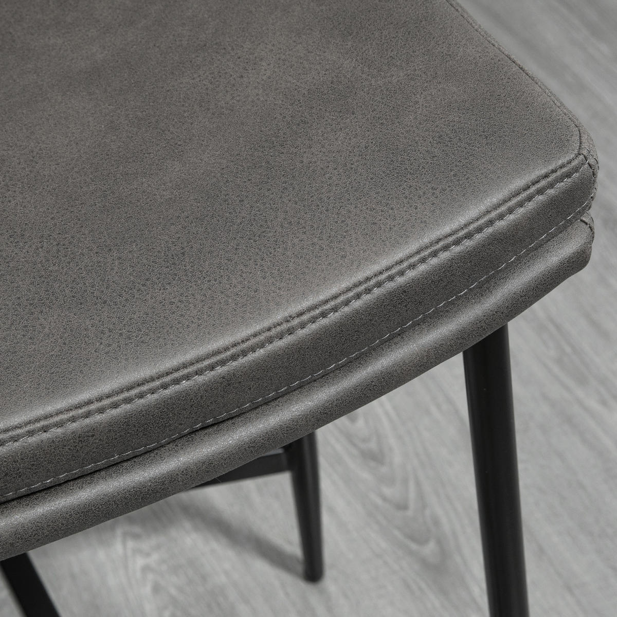 BARHOCKER 2er Set, Gepolstert Barstuhl mit Fußstütze, Stahlgestell Grau - Grau, Textil (38.5/68.5/48.5cm) - HOMCOM