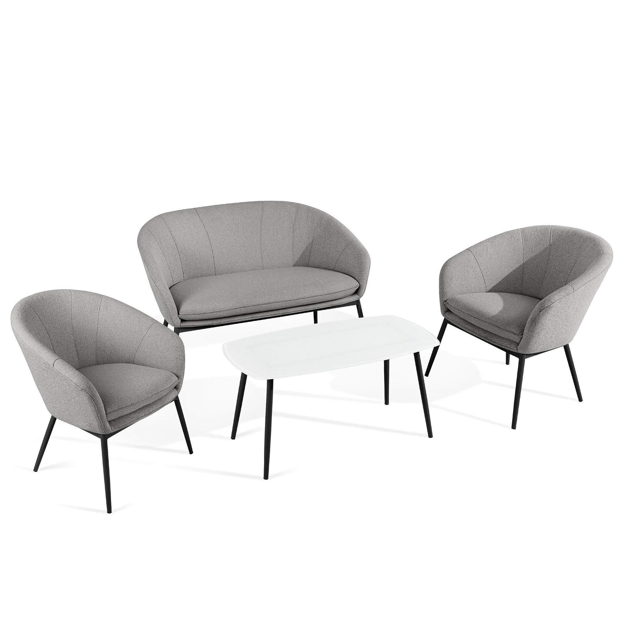 GARTENGARNITUR SOLIS - Grau, Textil/Metall - KONSIMO®