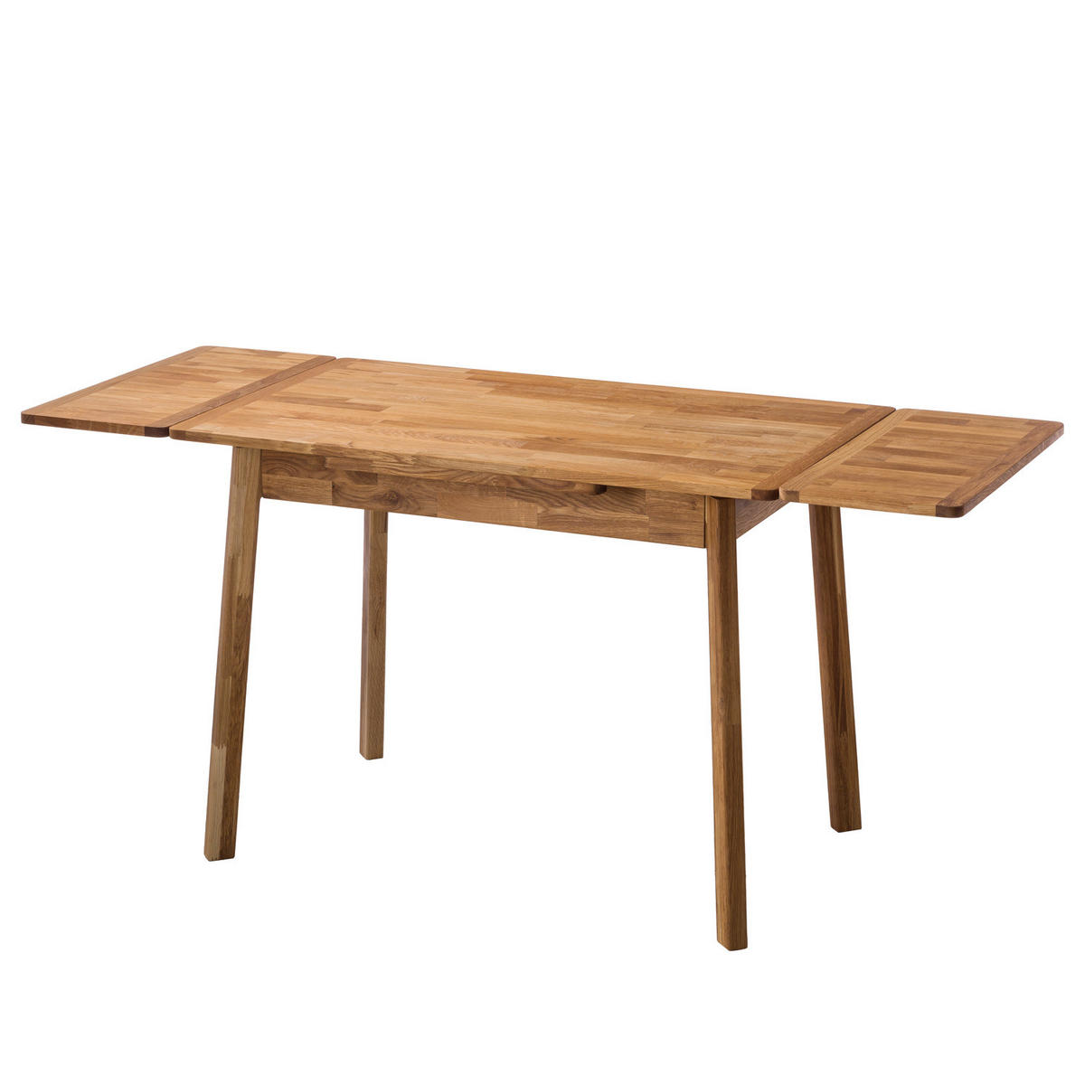 ESSTISCH mit Ansteckplatten - Eiche massiv - Eichefarben, Holz (65/110/77cm) - home24