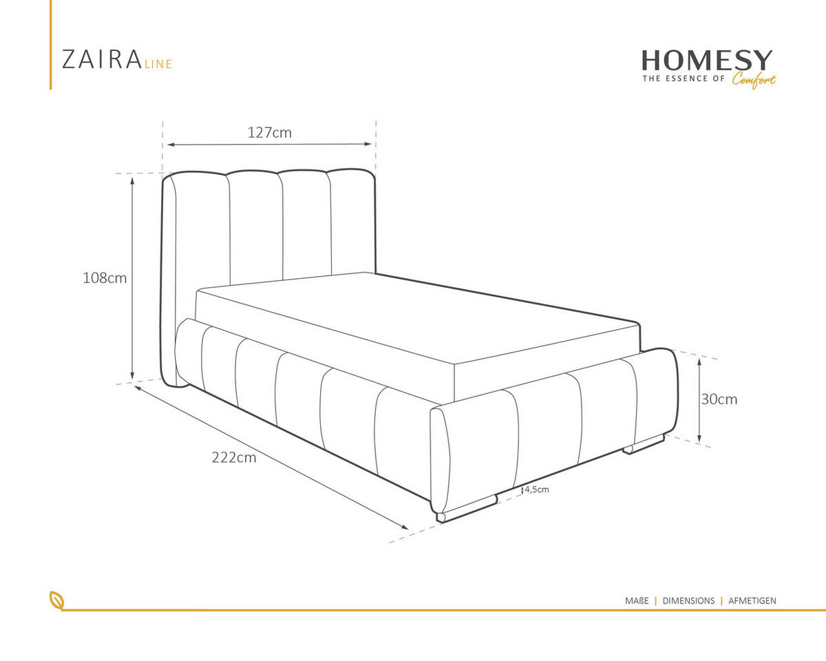 POLSTERBETT Zaira 100x200cm – Elegantes Polsterbett für modernen Wohnstil , ZONIERTE MULTI-TASCHEN-FEDERKERN (24cm), beige - Beige, Holz (100/200cm) - Homesy