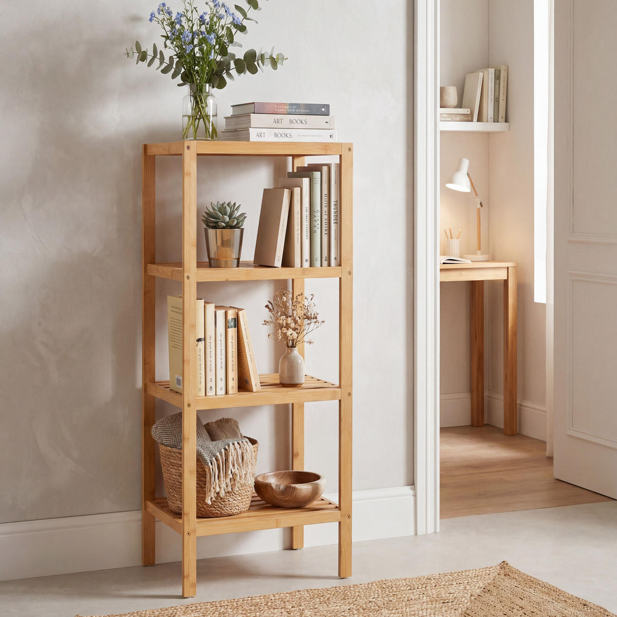 BADREGAL Cornelia, 33 x 33 x 97 cm, braun - Braun, Holz (33/97/33cm) - tectake