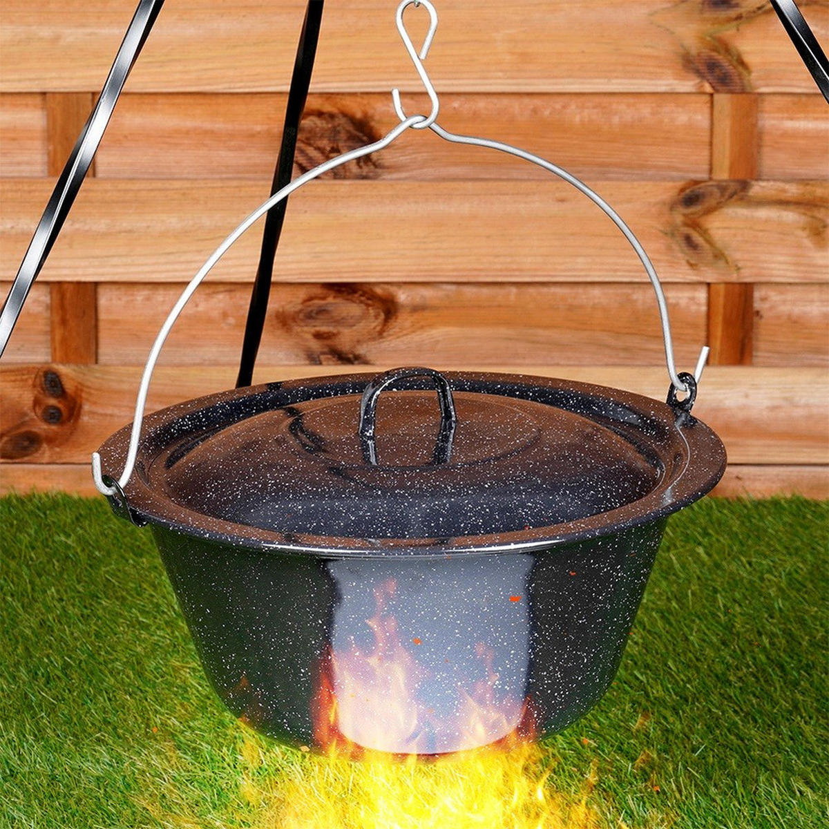 HÄNGEKESSEL ungarisch Emaille 13 l Schwarz - Schwarz, Metall (40/17.5/46cm) - Orion 