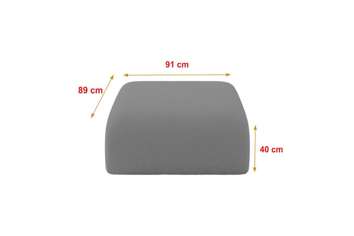 POUF MIRA-PUF 91x89x40 Grau cm Bouclé Modular Sitzhocker - Platinfarben/Schwarz, Holzwerkstoff/Kunststoff (91/40/89cm) - ALTDECOR