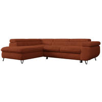 ECKSOFA PEDRO L Orange Plüsch - Links Seite - Schwarz/Orange, Textil/Metall (208/273cm) - MKS