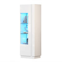 VITRINE in Weiß Standvitrine mit Stauraum und LED-Beleuchtung für Wohnzimmer, B60/T40/H180cm - Weiß, Glas/Holzwerkstoff (60/180/40cm) - STILVORA