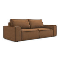 3-SITZER SOFA mit Schlaffunktion Strukturstoff Stoff Orange - Terra cotta/Schwarz, Kunststoff/Textil (255/85/105cm) - Makamii
