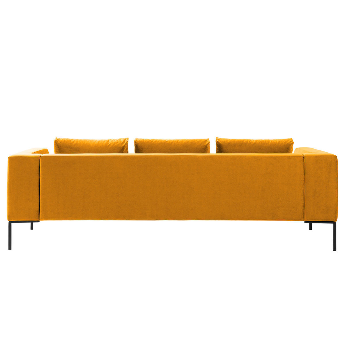 3-SITZER SOFA - Samt - Gelb, Textil/Metall (238/81/195cm) - home24