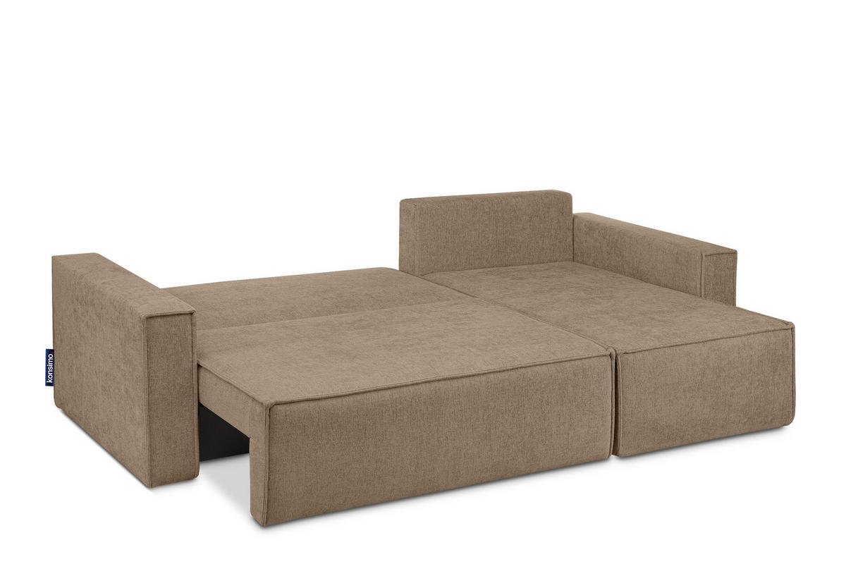 UNIVERSAL-ECKSOFA NAPI II mit Schlaffunktion, hellbraun - Hellbraun, Textil (246/148cm) - KONSIMO®