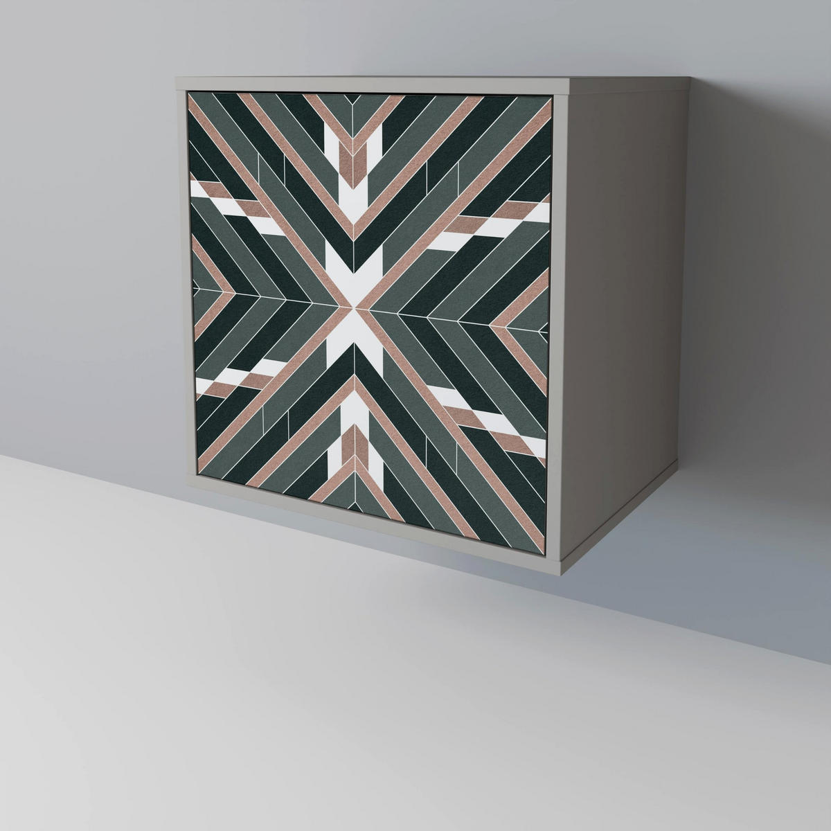 SIDEBOARD DIMENSION DELIGHTS, Grau, 57,5x42x67,5 cm, Schwarze Metall-Rahmenfüße - Multicolor/Schwarz, Holzwerkstoff/Metall (57.5/67.5/42cm) - SpaceRebels