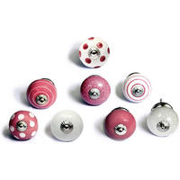 KERAMIKKNÖPFEN Set mit 8 in Weiß und Rosa 40 mm Durchmesser. - Pink, Keramik (4/4/6.9cm) - Nacnic