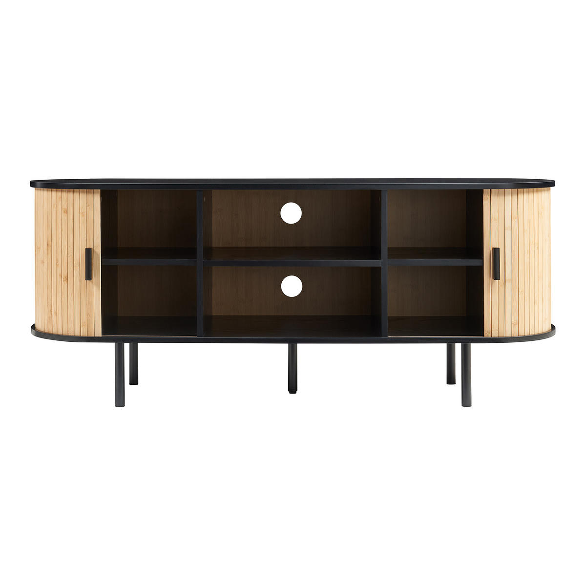 TV-ELEMENT Tvedestrand - Schwarz/Naturfarben, Holzwerkstoff/Metall (140/55/40cm) - [en.casa]