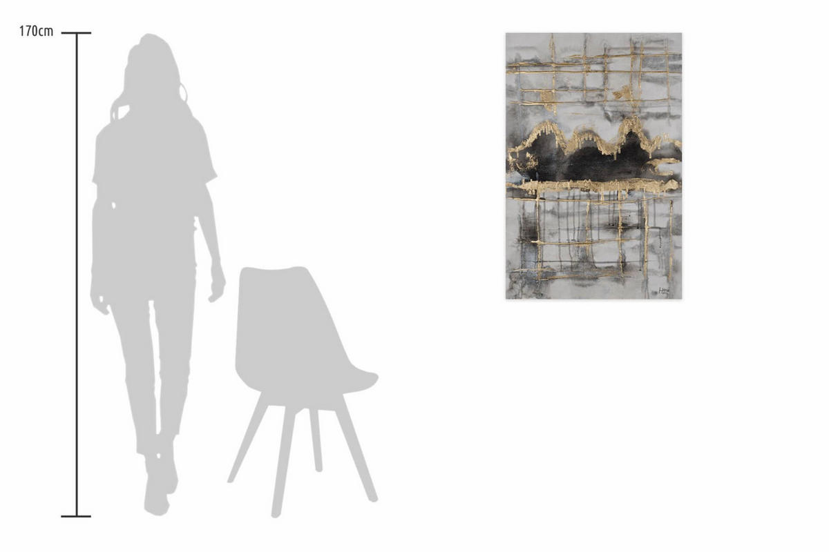 ACRYLBILD HANDGEMALT 60/90 cm - Schwarz/Grau, Holz/Textil (60/90cm) - KUNSTLOFT