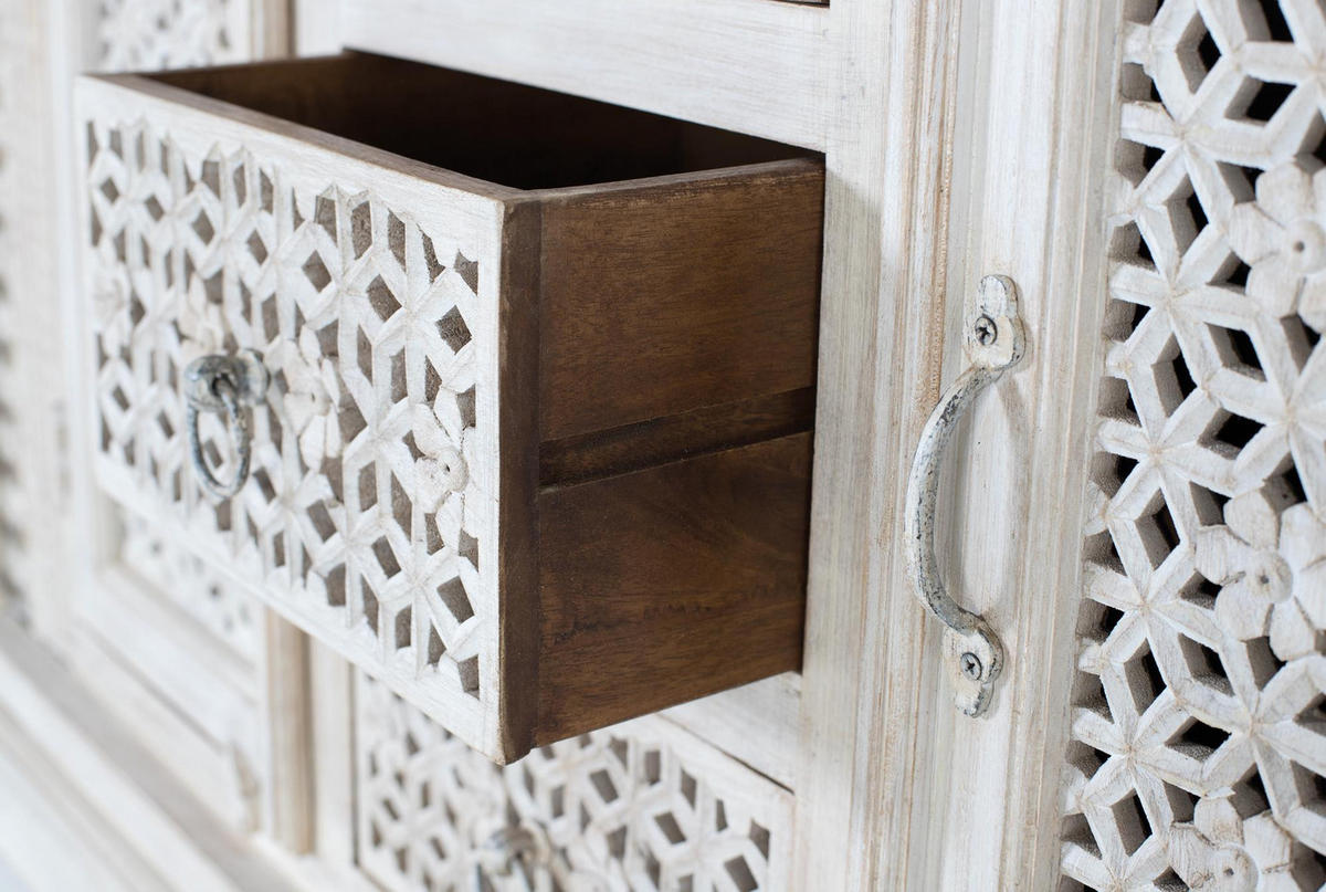 SIDEBOARD aus gealtertem weißem Mangoholz - Perlmutt, Holz (40/100/150cm) - Giner y Colomer