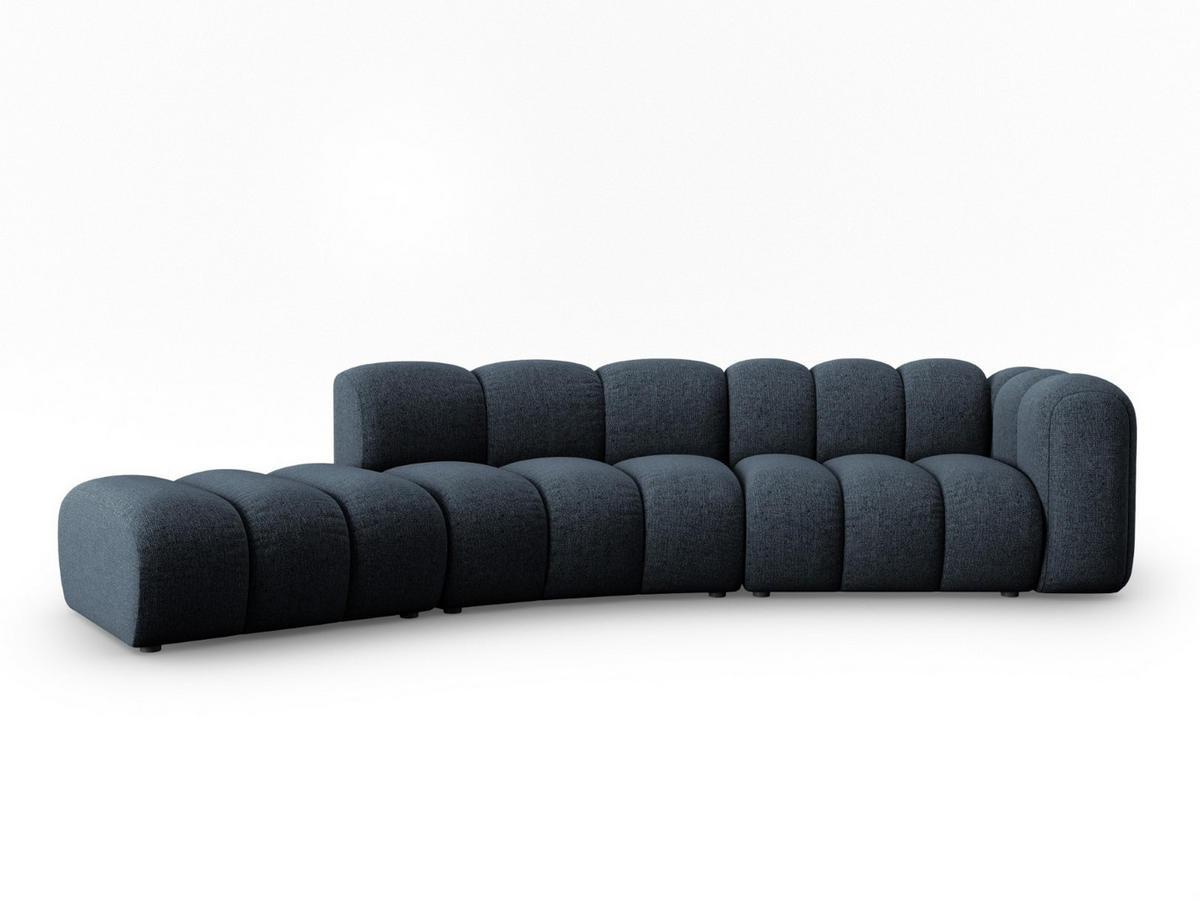 SOFA modular links Lupine aus Chenille-Stoff königsblau 5 Sitzplätze - Dunkelblau, Textil (166/70/335cm) - Micadoni