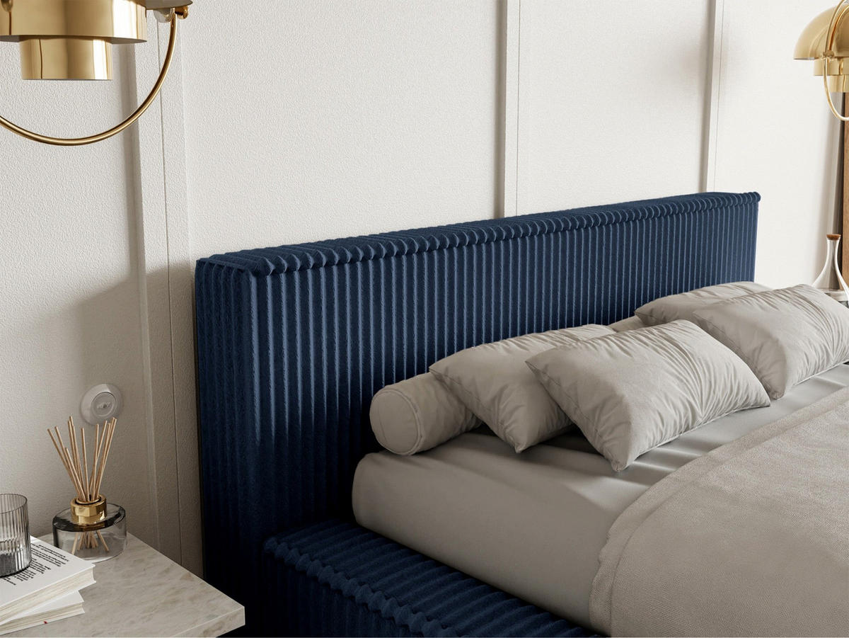 POLSTERBETT AFFOLIO Dunkelblau 180x200 cm - Schwarz/Dunkelblau, Holz/Textil (180/200cm) - Selsey