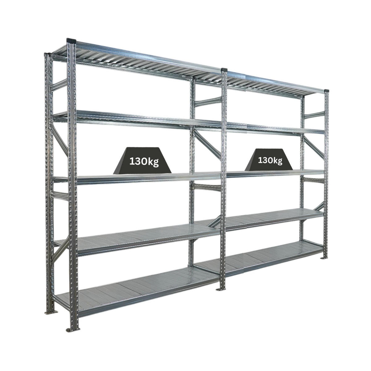 FACHBODENREGAL Proximo 200x300x50cm 5 Ebenen Fachlast 130 kg Beidseitig nutzbar Verzinkt - Silberfarben, Metall (300/200/50cm) - PROREGAL