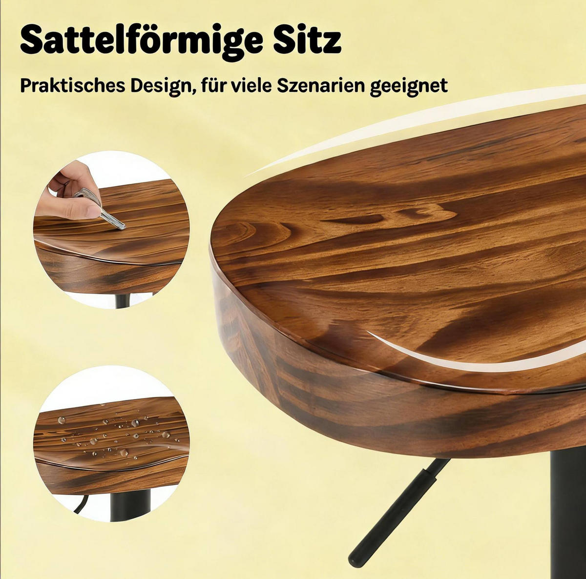 BARHOCKER höhenverstellbar und drehbar aus Kiefernholz in Braun - Braun, Metall (31.5/81/41.5cm) - MIVRAY