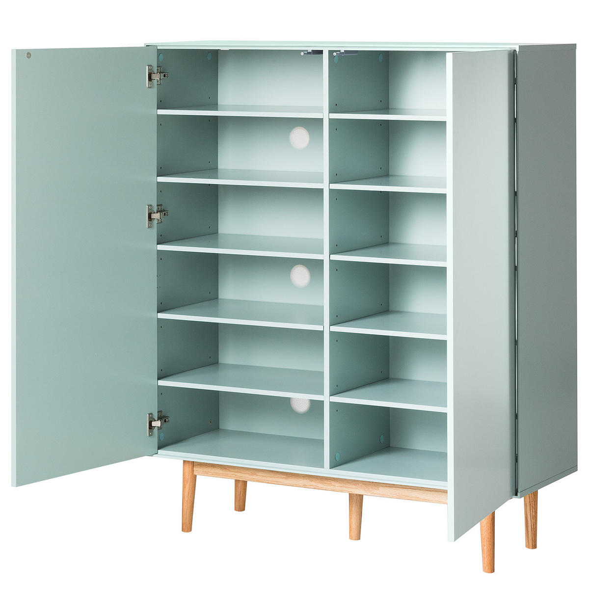 SCHUHKOMMODE mit 2 Türen - Eichefarben/Mintgrün, Holzwerkstoff (110/132/38cm) - home24