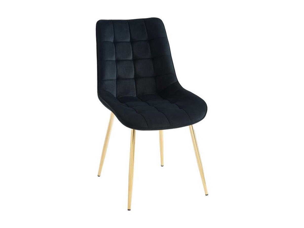 POLSTERSTUHL 2er-Set - Samt & goldfarbenes Metall - Schwarz - OLLUA - Schwarz, Textil (60/87/49.5cm) - Vente-Unique