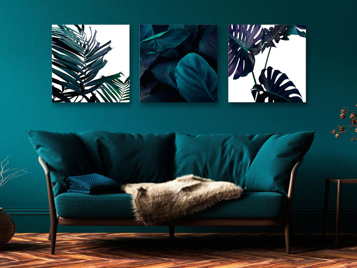 KUNSTDRUCK Türkis 120/40 cm - Türkis/Weiß, Textil (120/40cm) - KUNSTLOFT