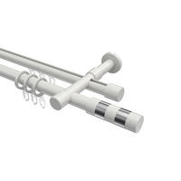 RUNDROHR-INNENLAUF-GARDINENSTANGEN-SET Prestige Mavell 420 cm (geteilt in 3 x 140 cm), 2-läufig, 20 mm Ø Weiß - Chromfarben/Weiß, Metall (420cm) - INTERDECO