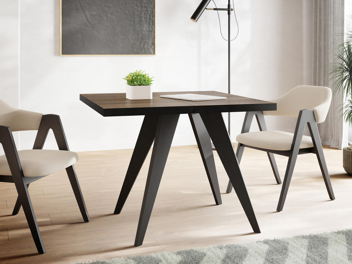 ESSTISCH Quadro quadratischer ausziehbarer, Arvadonna Chestnut 100-200/100/76 cm - Kastanienfarben/Schwarz, Holz/Holzwerkstoff (100/100/76cm) - WFL GROUP
