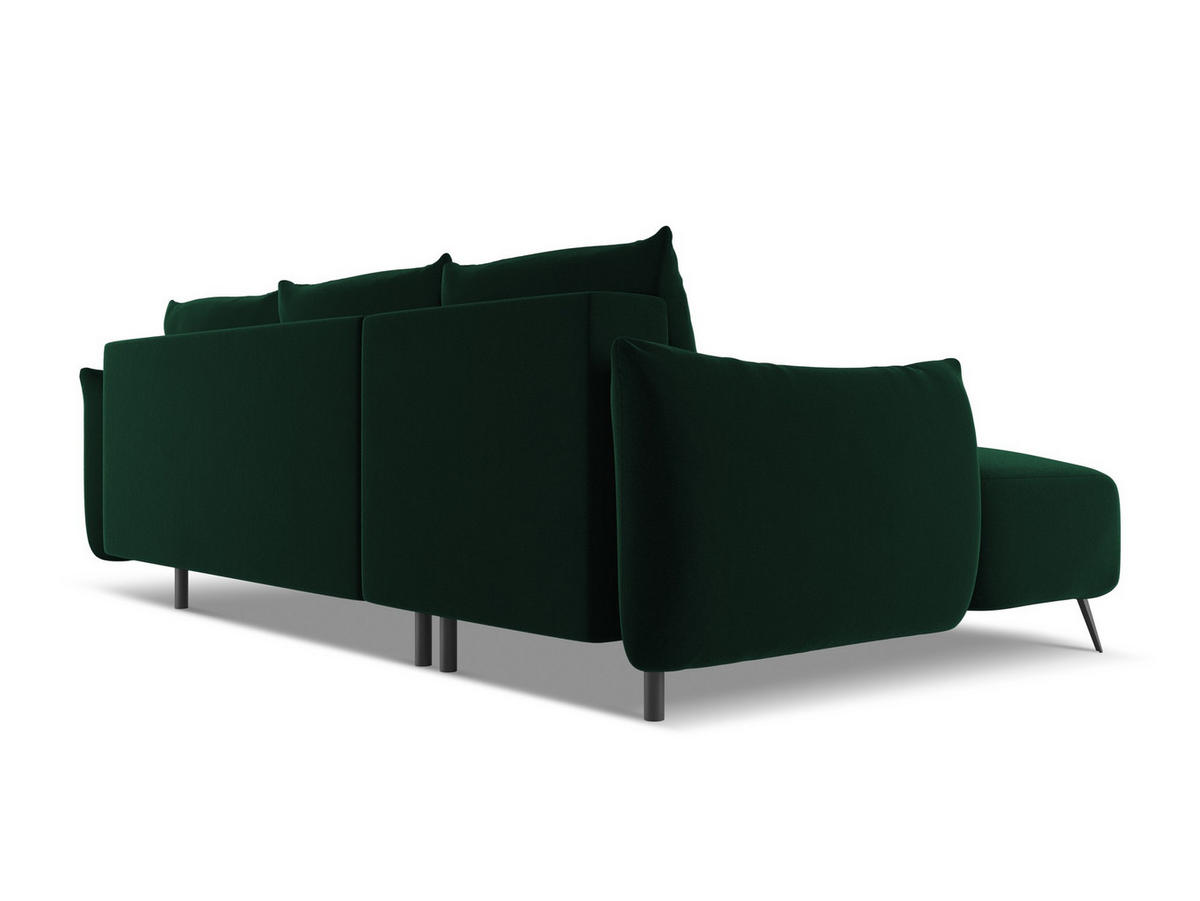 ECKSOFA mit Schlaffunktion Samt Stoff Grün - Dunkelgrün/Schwarz, Textil/Metall (162/242cm) - Makamii