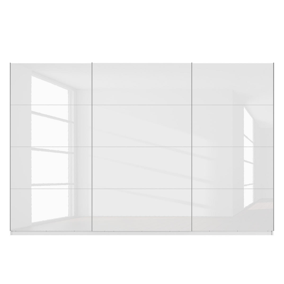 SCHWEBETÜRENSCHRANK - Weiß Hochglanz/Weiß, Holzwerkstoff (360/236/68cm) - home24